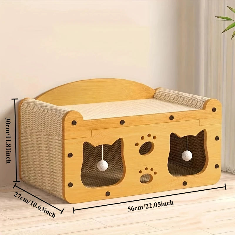 Ultimate Cat Scratch Sofa: Durable Cardboard Nest & Interactive Toys for Year-Round Fun!