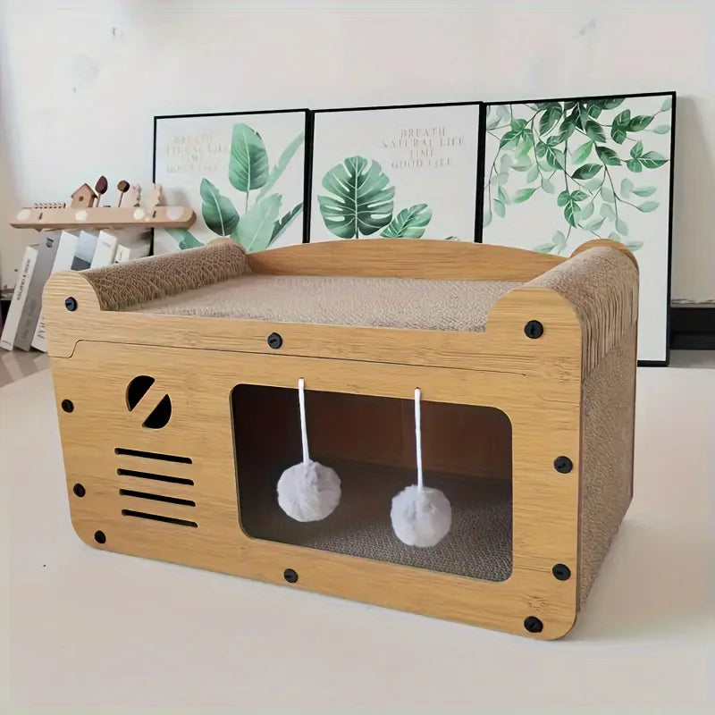 Ultimate Cat Scratch Sofa: Durable Cardboard Nest & Interactive Toys for Year-Round Fun!