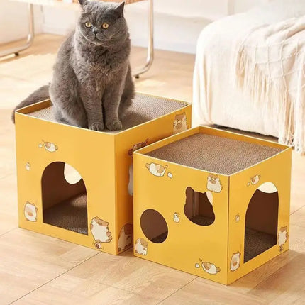 Revolutionary Cat Cardboard House & Scratcher – The Ultimate Playful Retreat for Cats and Small Animals!