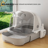 "Deluxe Oversized Enclosed Cat Litter Box with Innovative Flip Cover - Splash-Proof, Odor-Proof, and Convenient Poop Drawer Design for Cozy Cat Comfort"