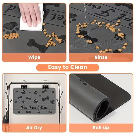 Waterproof Absorbent Pet Feeding Mat - Quick Dry Pet Placemat for Food and Water Bowl with Rubber Backing for Dog and Cat