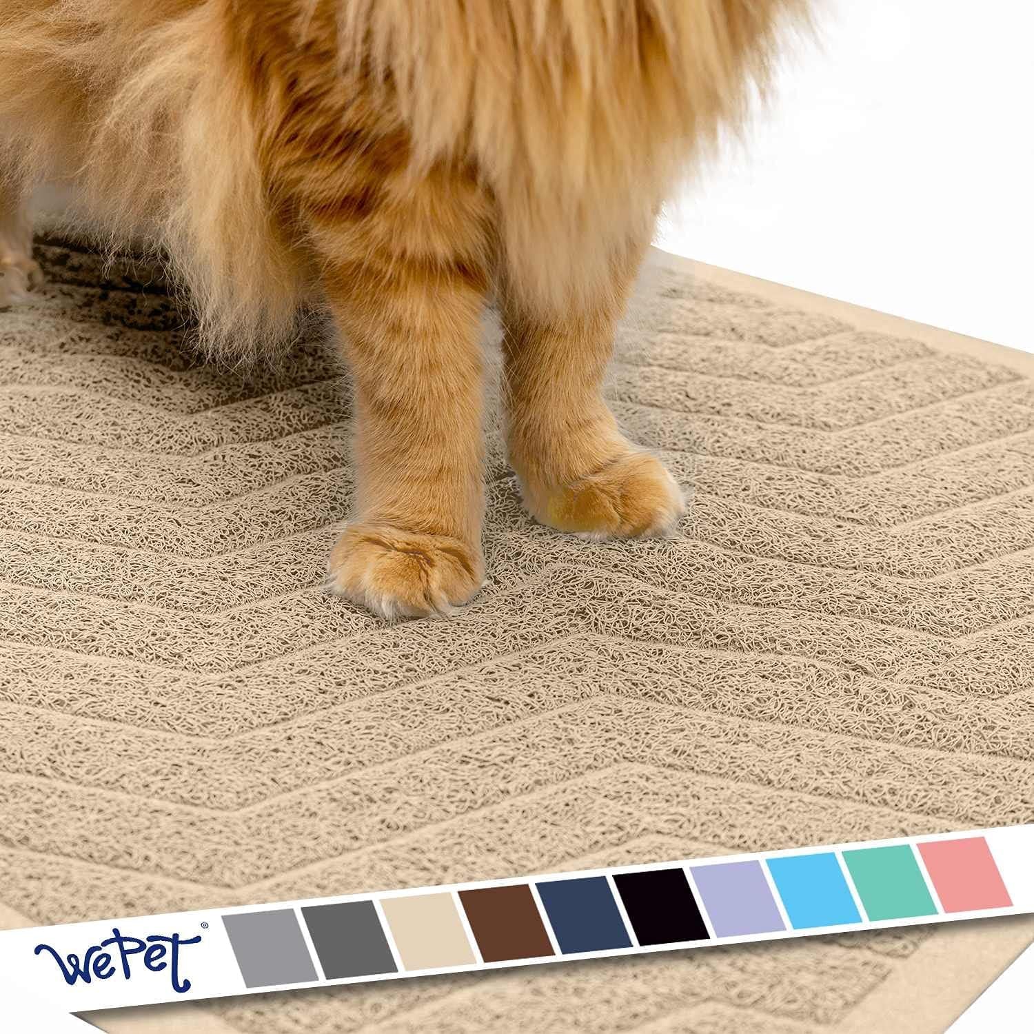 Wepet Cat Litter Box Mat(No. 02-2), Kitty Premium PVC Pad, Durable Trapping Rug, Phthalate Free, Urine-Resistant, Scatter Control, L 35 X 23, Grey