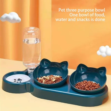 Pet Cat Bowl Automatic Feeder Cat Feeder Bowl with Dog Water Bottle Automatic Drinking Pet Bowl Cat Food Bowl Pet Waterer