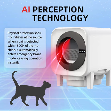 Self-Cleaning Cat Litter Box Integrated Protection Automatic Cat Litter Box for Multi Cats Extra Large/Odor Removal/App Control