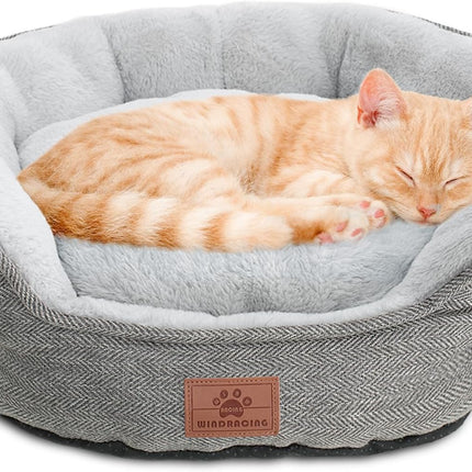 Cat Beds for Indoor Cats,Kitten Bed,Dog Bed for Extra Small Dogs Breeds,Puppy Kennel Bed, Comfy Durable Pet Sleeping Bed, Washable Roun Cat Bed & Non-Slip Bottom, Size 18"L X 18"W X 6.5"Th