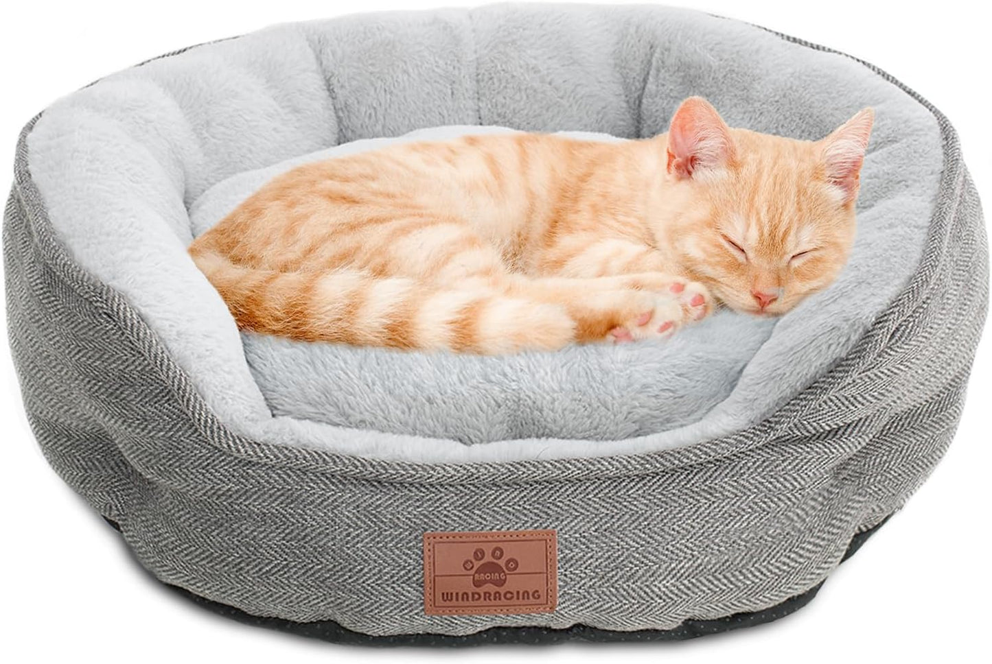 Cat Beds for Indoor Cats,Kitten Bed,Dog Bed for Extra Small Dogs Breeds,Puppy Kennel Bed, Comfy Durable Pet Sleeping Bed, Washable Roun Cat Bed & Non-Slip Bottom, Size 18"L X 18"W X 6.5"Th