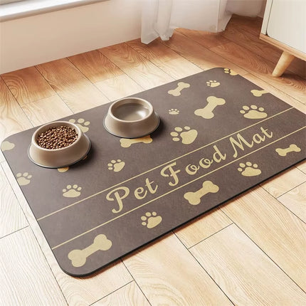 Waterproof Absorbent Pet Feeding Mat - Quick Dry Pet Placemat for Food and Water Bowl with Rubber Backing for Dog and Cat