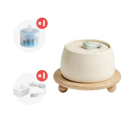 1.3 L Ceramic Cat Water Fountain USB Charging Pet Water Feeders Dogs Automatic Circulating Filtration Flow Water Dispenser