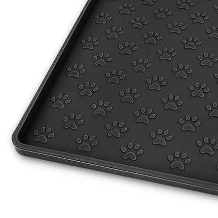 Silicone Paw Print Dog Feeding Mat, Anti-Overflow Raised Edge Pet Placemat for Dog Food and Water Bowl