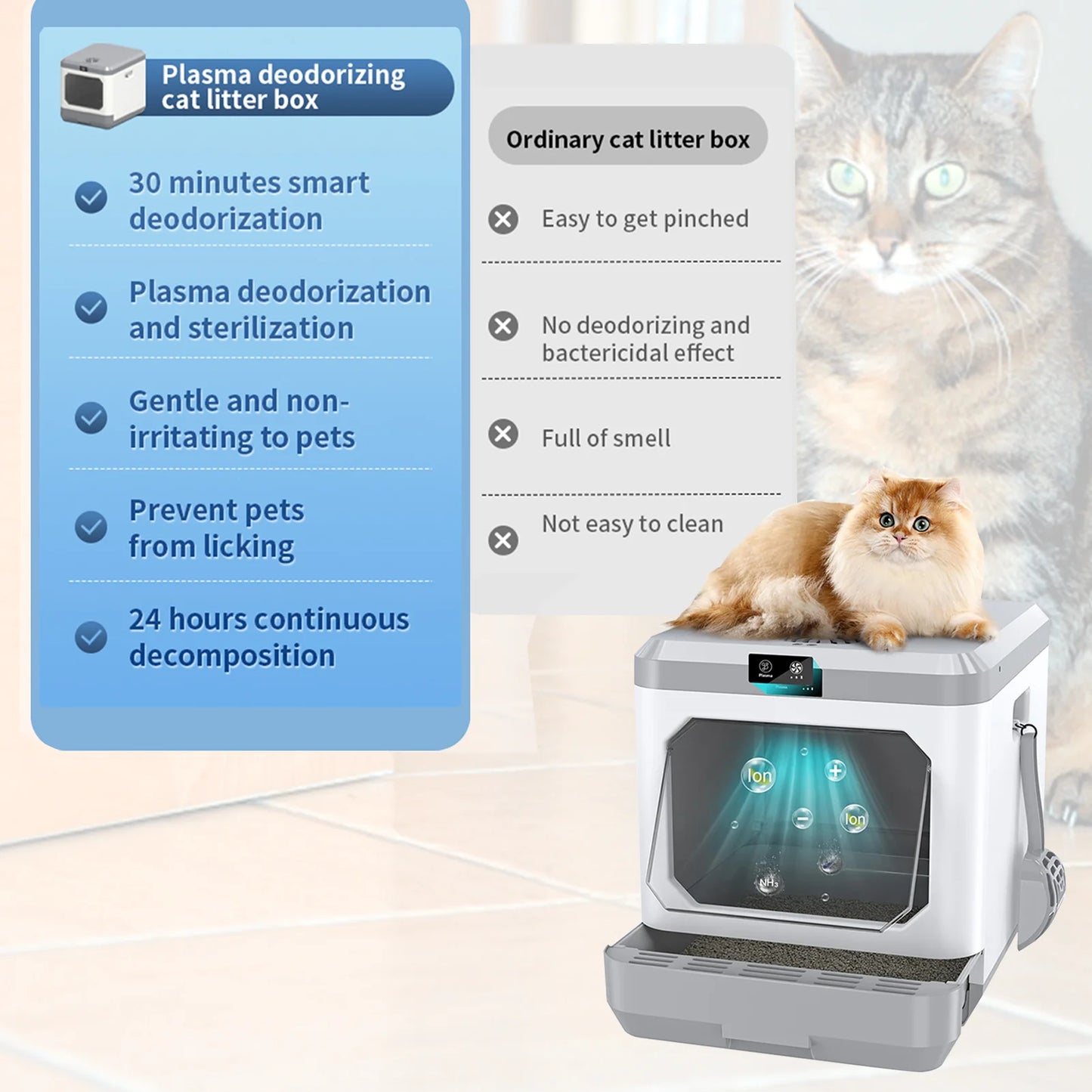 Discover the Ultimate Comfort: Large Enclosed Cat Litter Box with Odor Control, Easy-Clean Drawer, and Bonus Accessories!