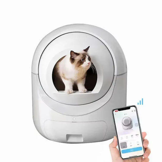 Fully Automatic Pet Cat Litter Box Large Space Anti-Splash Smart Cat Litter Box 5G WIFI Remote Control Closed Cat Toilet