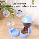 Cat Pet Automatic Feeder Water Dispenser Cute Mushroom Large Capacity Food Container Pet Bowl Water Storage Device Supplies