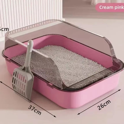 Semi-Enclosed Cat Litter Box Kitty Sandbox Splashproof Cat Tray Cat Toilet Cleaning Basin Supplies Pet Toilet Kitten Tray Bedpan