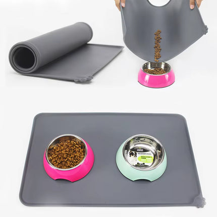 Waterproof Pet Mat for Dog Cat Solid Color Silicone Pet Food Pad Pet Bowl Drinking Mat Dog Feeding Placemat Easy Washing