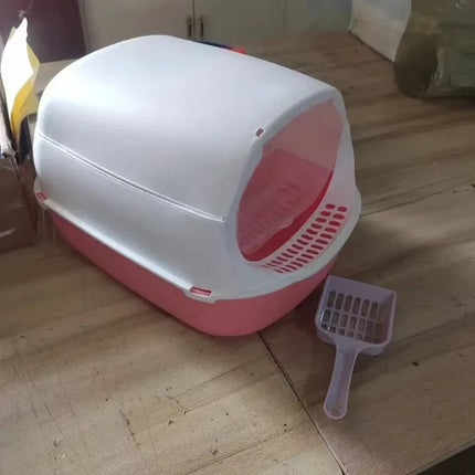 Semi-Enclosed Cat Litter Box Kitty Sandbox Splashproof Cat Tray Cat Toilet Cleaning Basin Supplies Pet Toilet Kitten Tray Bedpan