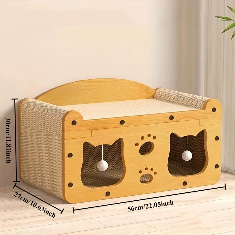 Ultimate Cat Scratch Sofa: Durable Cardboard Nest & Interactive Toys for Year-Round Fun!