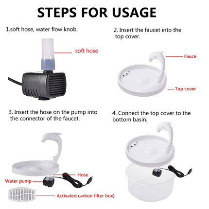 Pet Cat Water Dispenser LED Light USB Dolphin Shaped Water Fountain Feeder Drinker Automatic Drinking Fountain for Cats Dogs