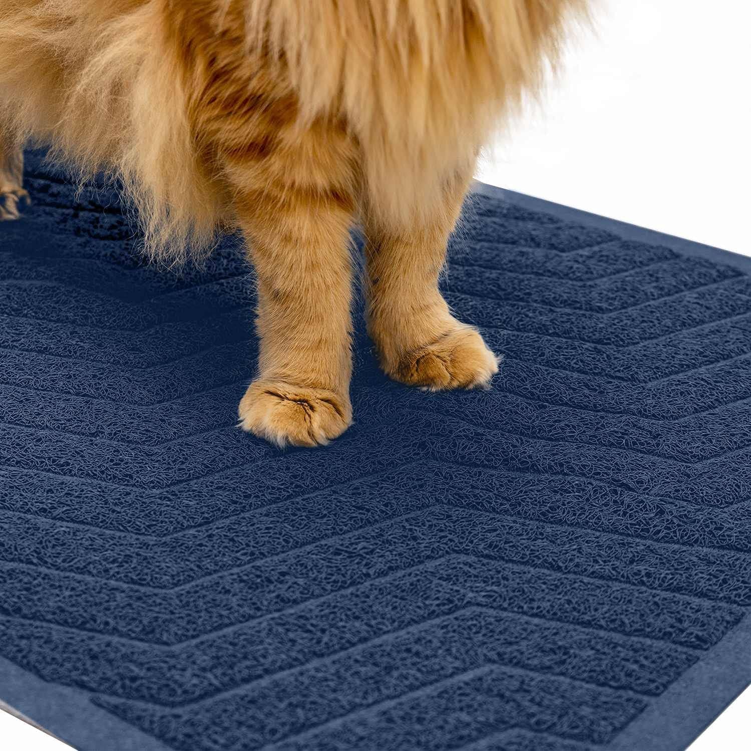 Wepet Cat Litter Box Mat(No. 02-2), Kitty Premium PVC Pad, Durable Trapping Rug, Phthalate Free, Urine-Resistant, Scatter Control, L 35 X 23, Grey