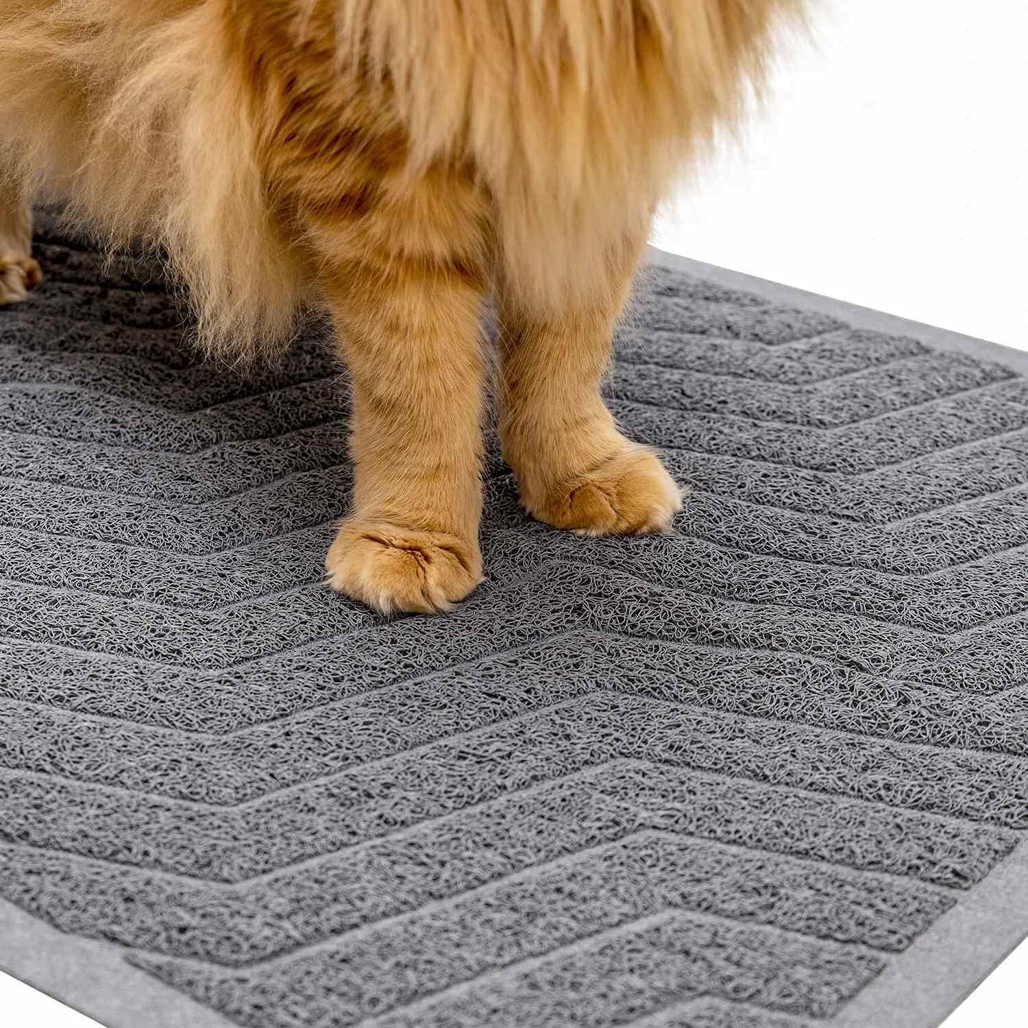 Wepet Cat Litter Box Mat(No. 02-2), Kitty Premium PVC Pad, Durable Trapping Rug, Phthalate Free, Urine-Resistant, Scatter Control, L 35 X 23, Grey