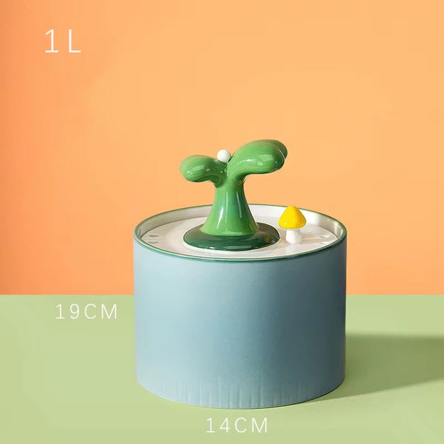 Ceramic Cat Water Fountain Automatic Electric Pet Water Dispenser Dog Filter Drinker Pet Drinking Feeder with Quiet Pump 1.5L