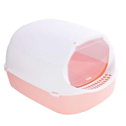 Semi-Enclosed Cat Litter Box Kitty Sandbox Splashproof Cat Tray Cat Toilet Cleaning Basin Supplies Pet Toilet Kitten Tray Bedpan