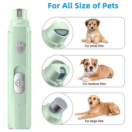 Electric Pet Nail Grinder USB Rechargeable Pet Nail Clipper with Polisher Wheel 2-Speed Pet Nail Trimmer for Small/Large Cat Dog