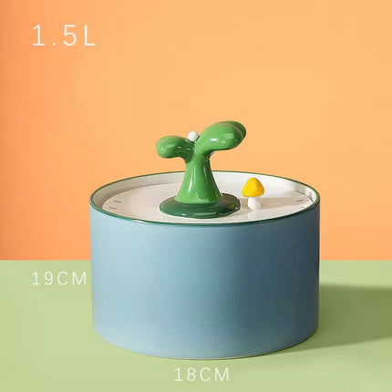 Ceramic Cat Water Fountain Automatic Electric Pet Water Dispenser Dog Filter Drinker Pet Drinking Feeder with Quiet Pump 1.5L