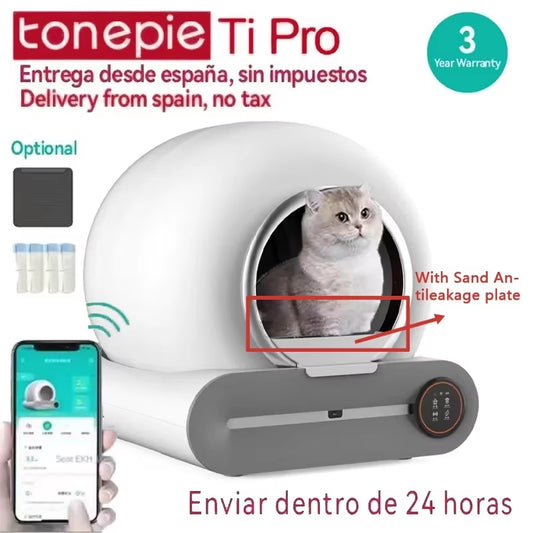 【English Version】Tonepie Automatic Smart Cat Litter Box Self Cleaning App Control Pet Toilet Litter Tray Ionic Deodorizer 65L