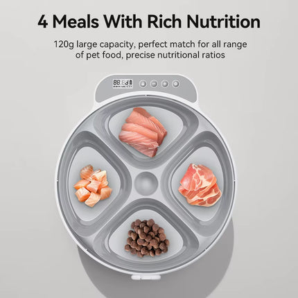 Automatic Pet Feeder 4 Meals for Wet Dry Food Feeding Wireless Smart Kibble Dispenser Cat Dog Multifunctional Cat Feeder