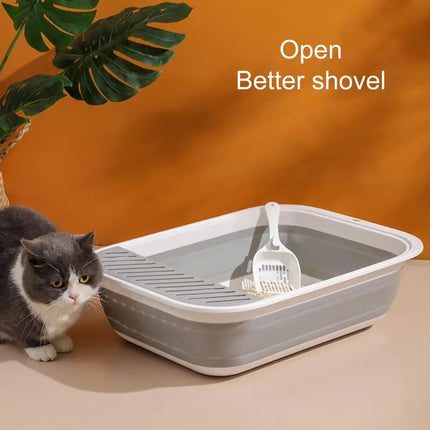 Portable Cat Bedpans Foldable Cat Toilet Large Capacity Semi-Closed Pet Cat Litter Box anti Splash Cat Tray Cleaning Bath Basin