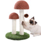 2 Mushrooms Cat Scratching Post 19" Sisal Claw Scratcher for Kittens and Small Cats, Brown