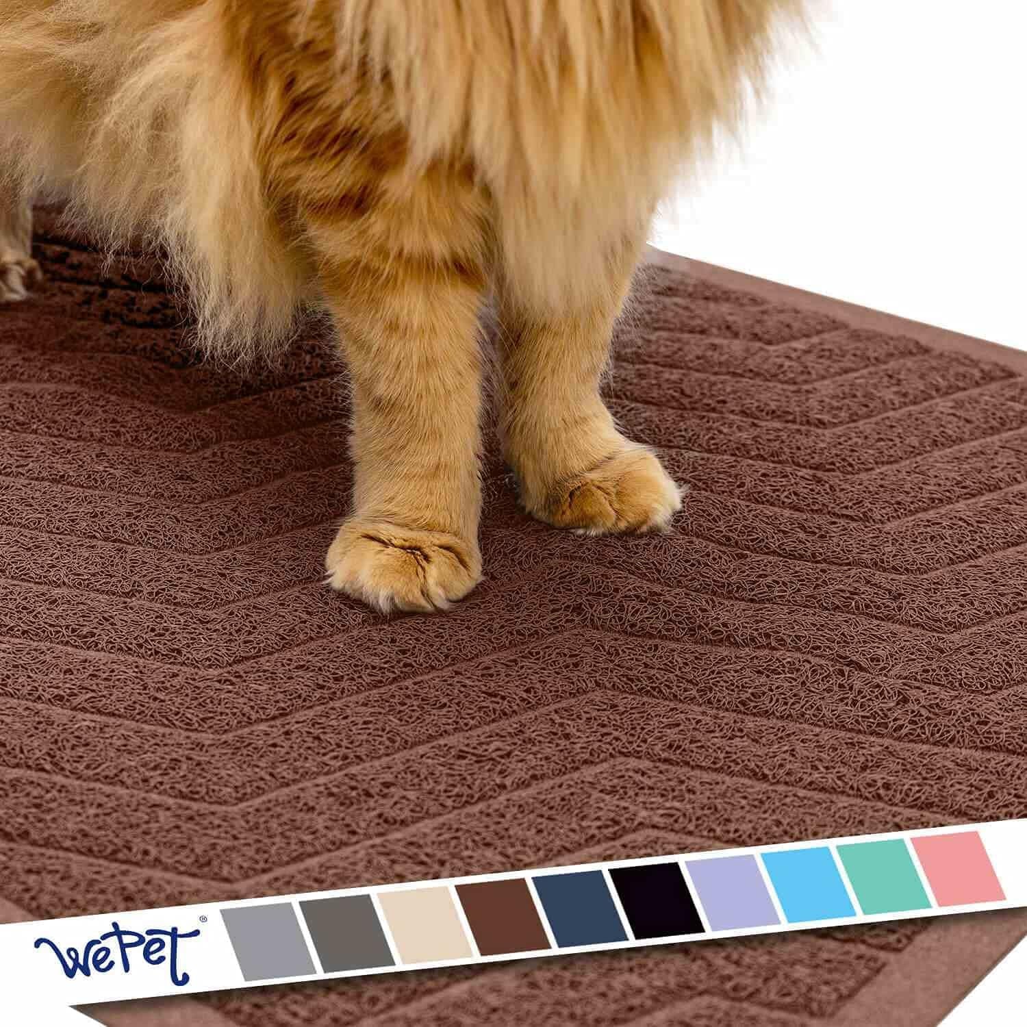 Wepet Cat Litter Box Mat(No. 02-2), Kitty Premium PVC Pad, Durable Trapping Rug, Phthalate Free, Urine-Resistant, Scatter Control, L 35 X 23, Grey