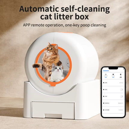 Fully Automatic Pet Cat Litter Box Automatic Cat Litter Box with APP Large Capacity Self Cleaning Litter Box for Multiple Larg